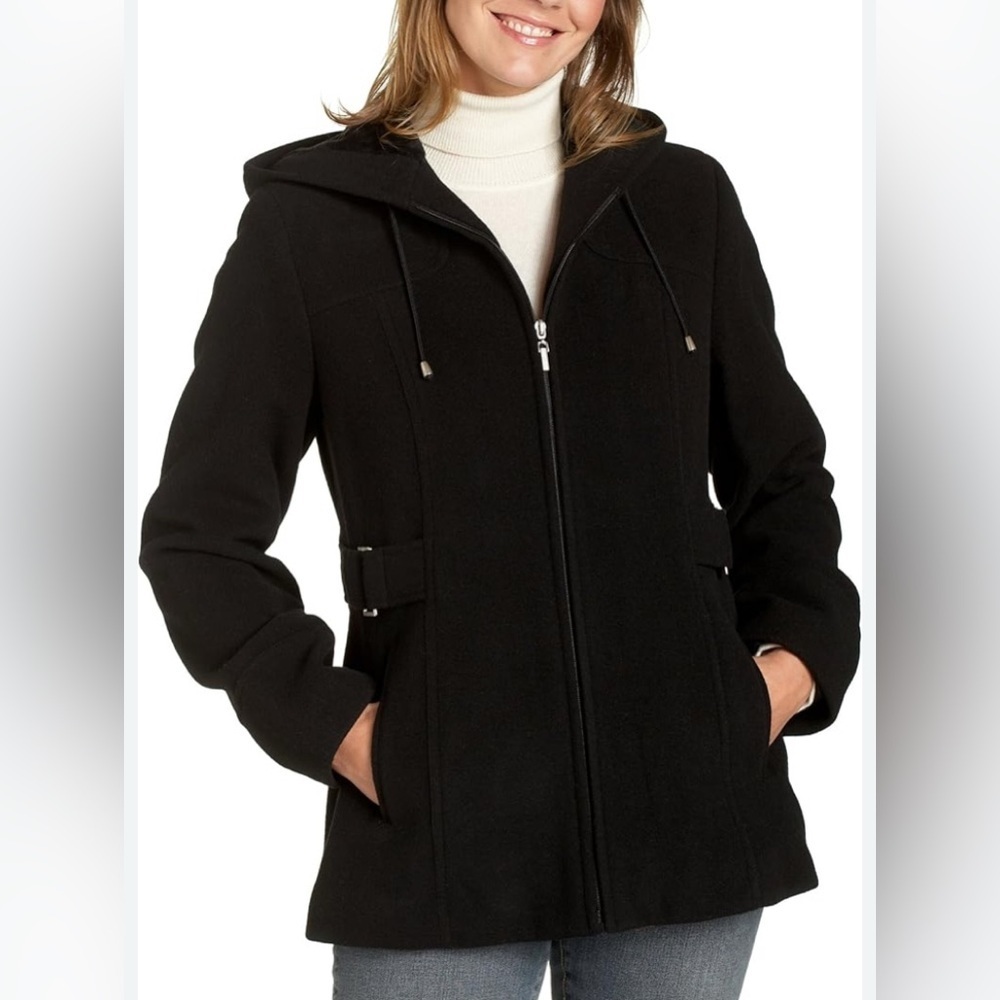 Fleet Street Black Wool Blend  Pea Coat Women’s size M